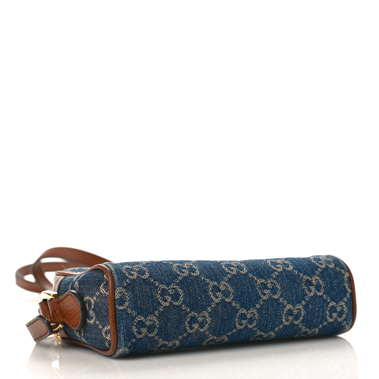 Gucci New Denim GG Monogram Dollar Calfskin Mini Ophidia Shoulder Bag Blue Tea Cuir Epilog 4 of 10
