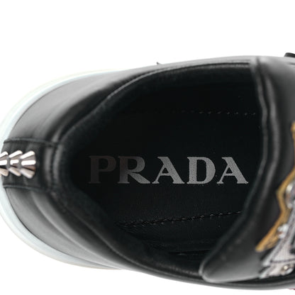 Prada Calfskin Patchwork Robot Queen Sneakers 36 Black 7 of 8