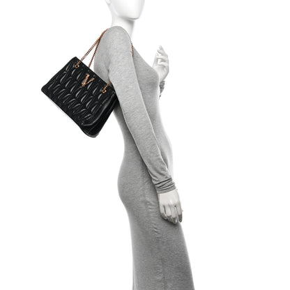 Versace Nappa Barocco Quilted Small Virtus V Chain Shoulder Bag Black 2 of 11