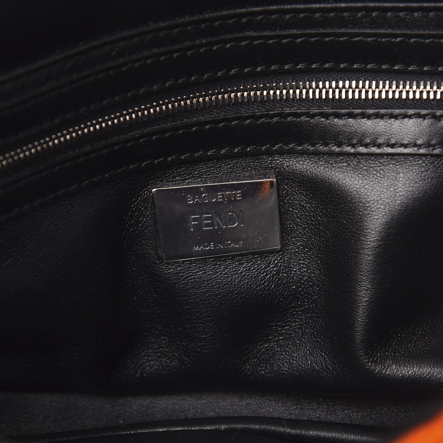 Fendi Shearling Calfskin Goat Fox Fur Bugs Baguette Orange Multicolor 7 of 12