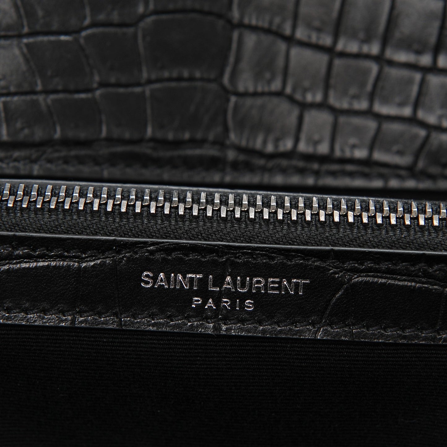 Calfskin Crocodile Embossed Medium West Hollywood Monogram Fold-Over Black