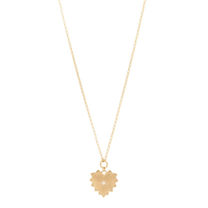 Foundrae 18K Yellow Gold Diamond Medium Radiating Heart Medallion Belcher Chain Necklace 1 of 4