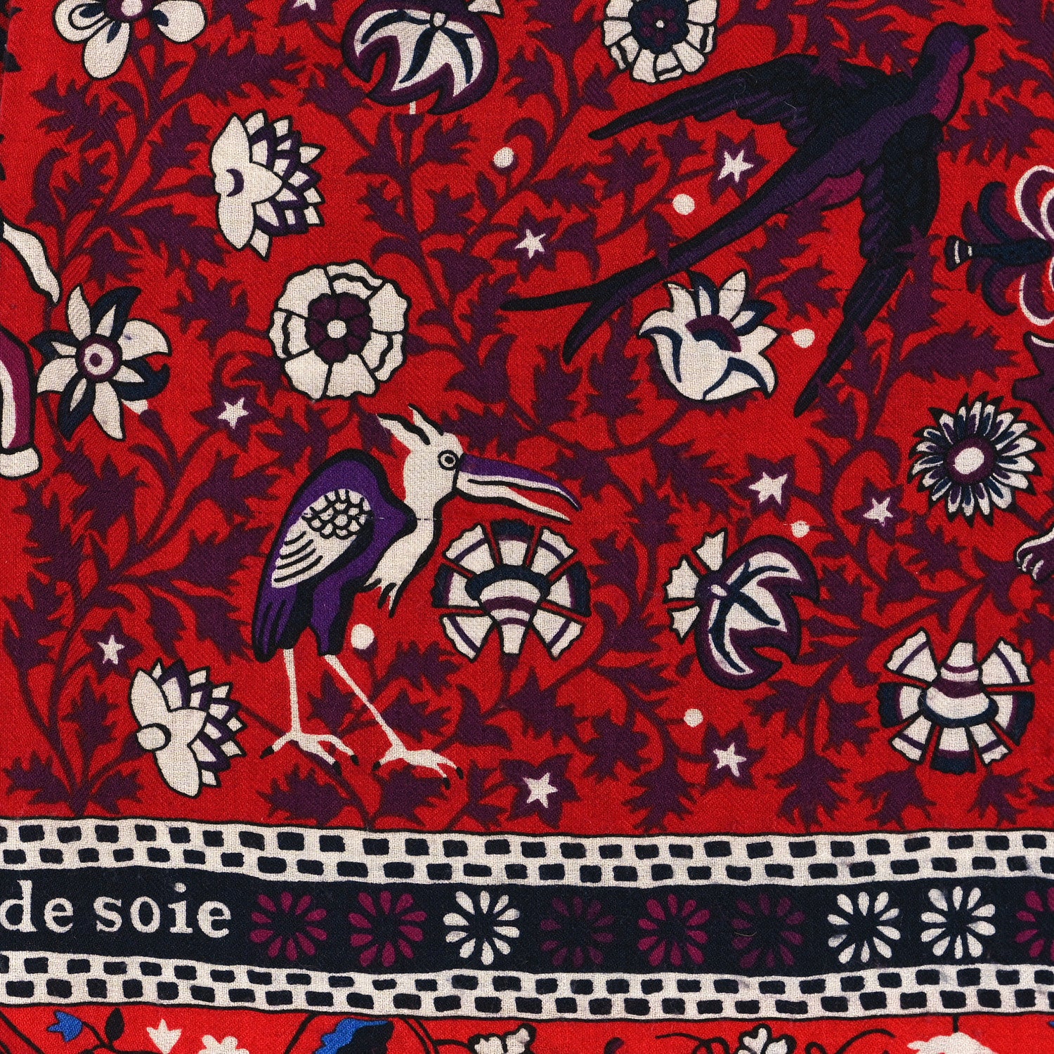 Hermes Cashmere Silk Jardins De Soie Shawl 140 Rouge Blue Violet 4 of 6