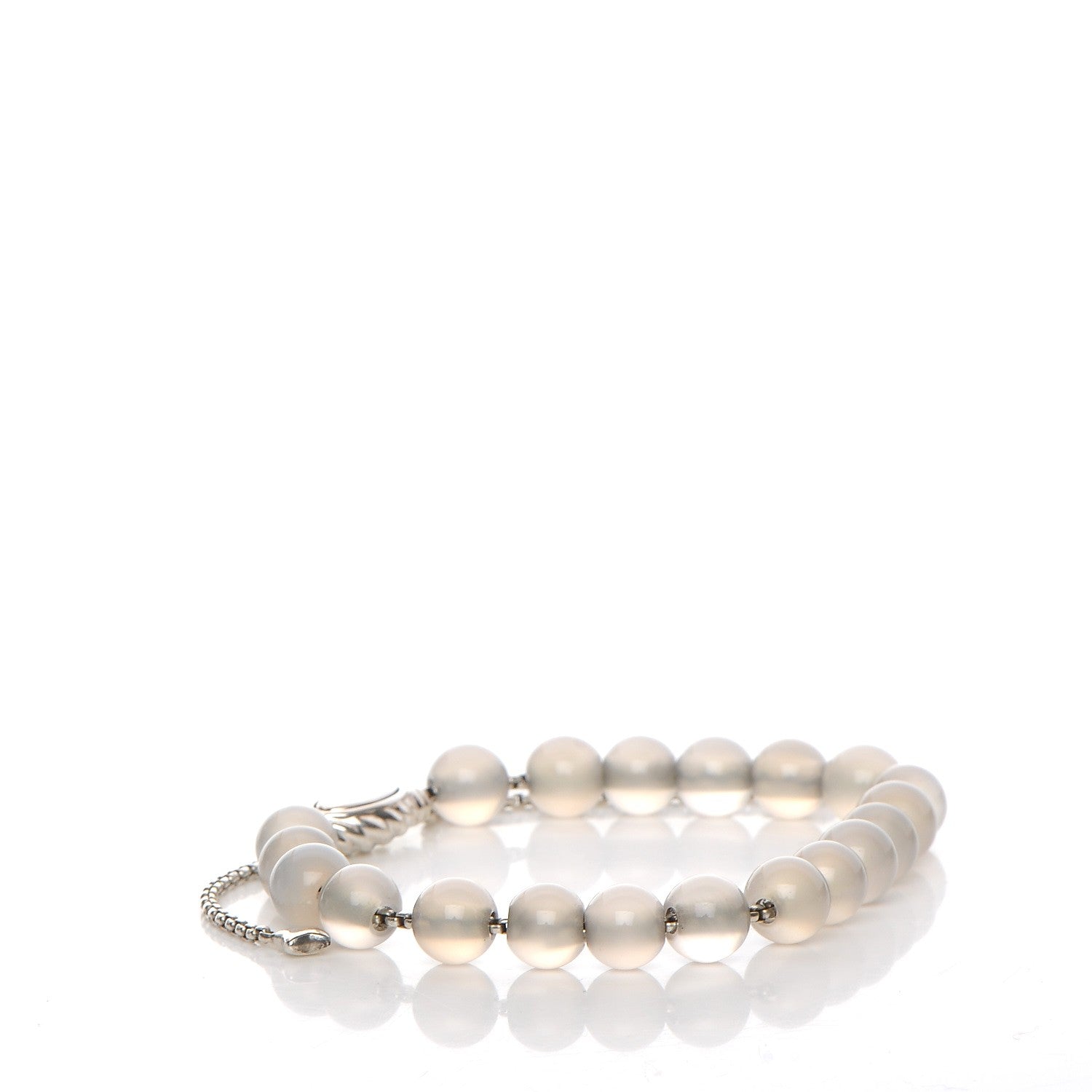 David Yurman Sterling Silver Chalcedony 8mm Spiritual Beads Adjustable Bracelet 3 of 4