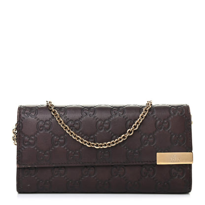 Gucci Guccissima Signature Dice Chain Wallet Chocolate 1 of 7