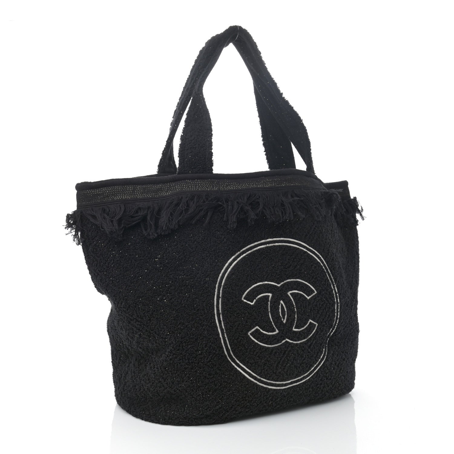 Chanel Terry Cotton CC Beach Tote Towel Set Black 4 of 12
