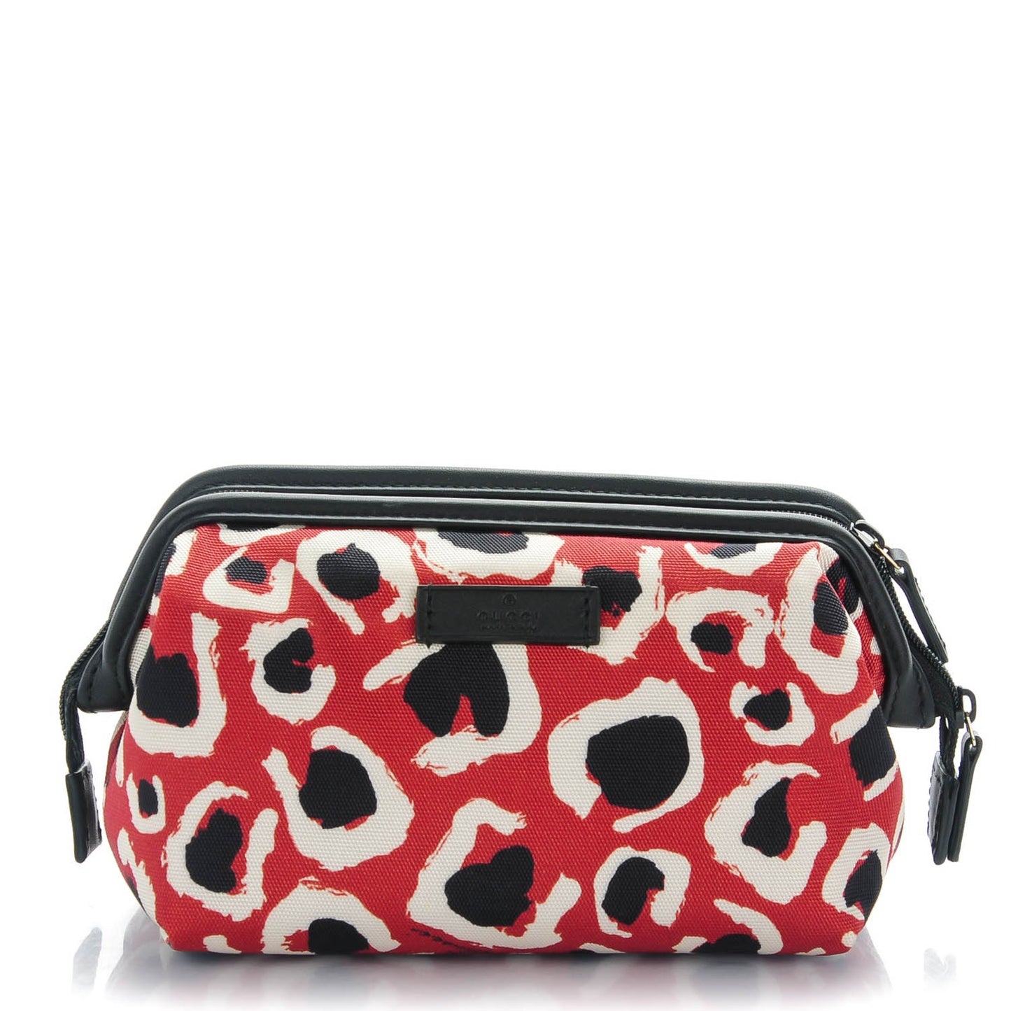 Canvas Leopard Print Cosmetic Pouch Red