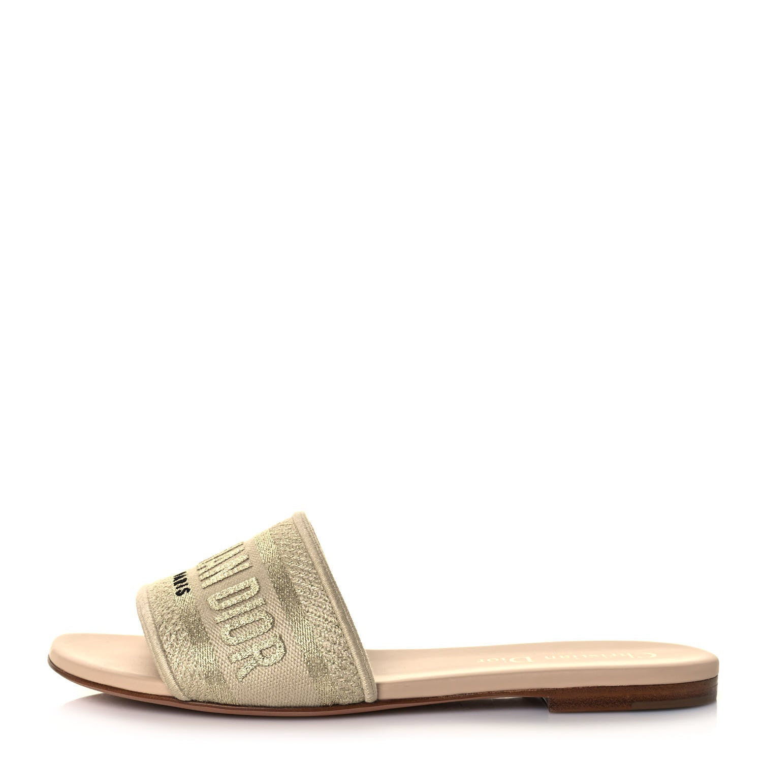 Christian Dior Lurex Dway Mules Slide Sandals 36.5 Gold Beige 1 of 7