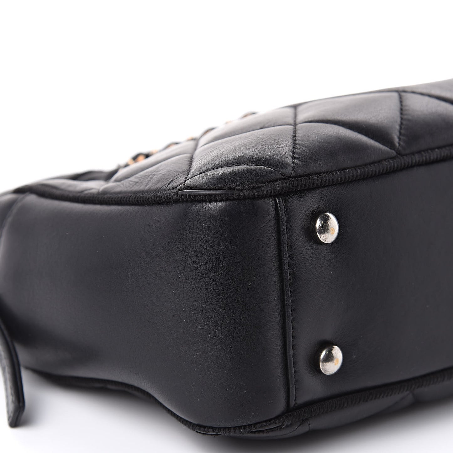 Calfskin Quilted Small Ballerine Camera Case Black