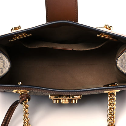 Gucci GG Supreme Monogram Calfskin Small Padlock Tote Beige Ebony Tuscany 5 of 11