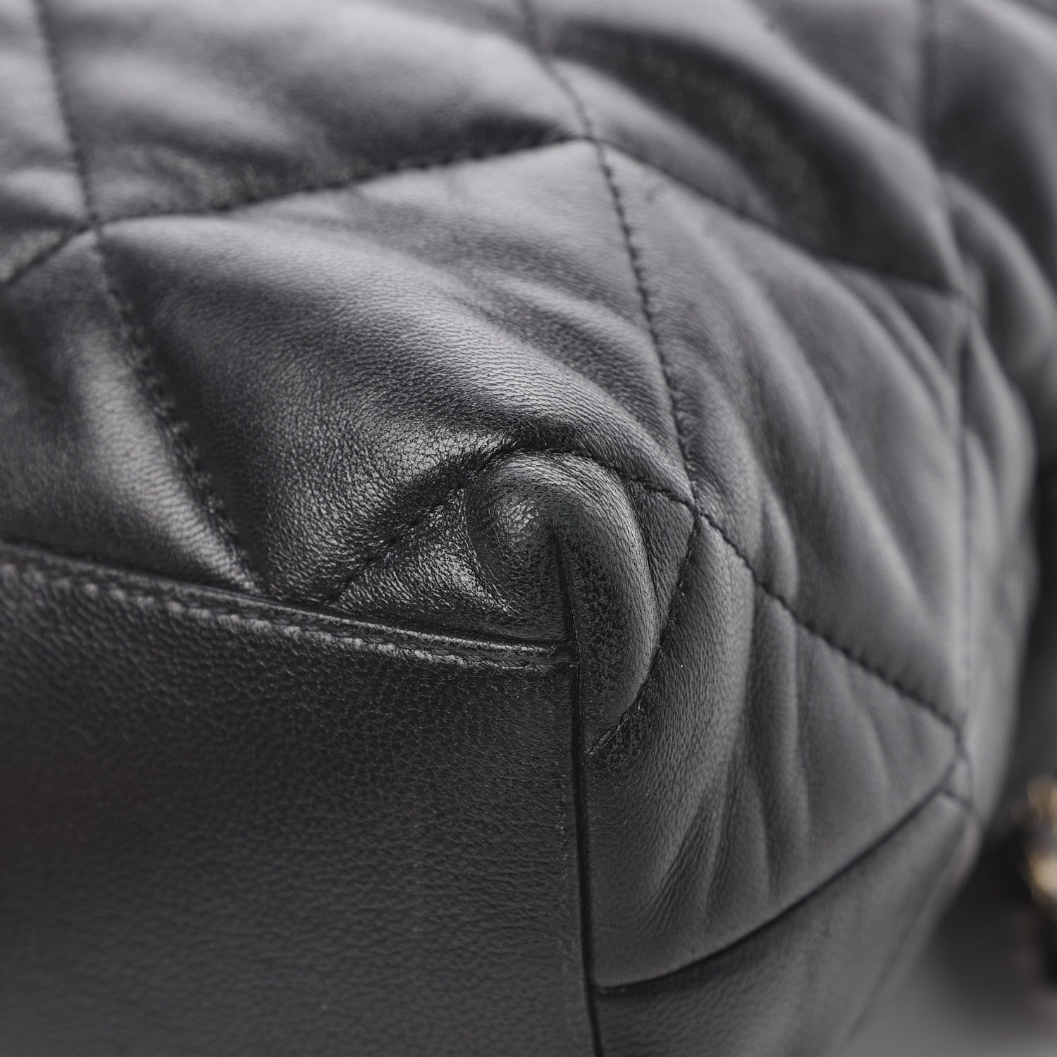 Chanel Lambskin Quilted Drawstring Shopping Bag Black 11 of 14