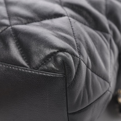 Chanel Lambskin Quilted Drawstring Shopping Bag Black 11 of 14