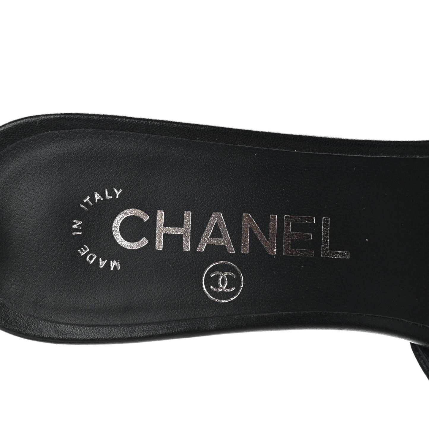 Lambskin PVC Logo Mule 37 Transparent Black White
