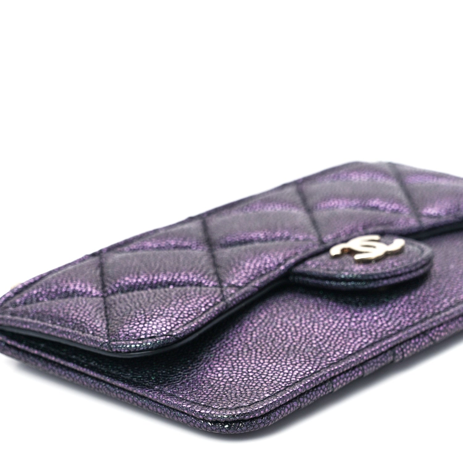 Chanel Iridescent Caviar Quilted Flap Zip Card Holder Black 11 of 13