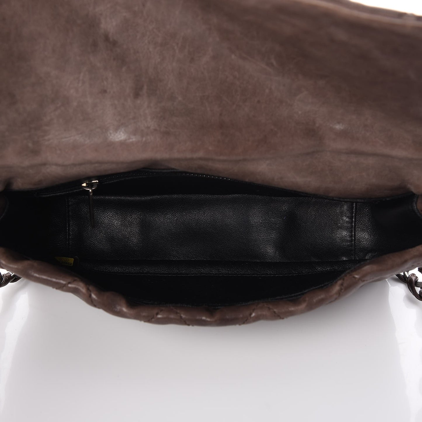Calfskin Quilted Modern Chain Flap Brown