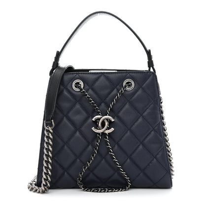 Chanel Caviar Quilted Small CC Bucket Bag Navy 1 of 14