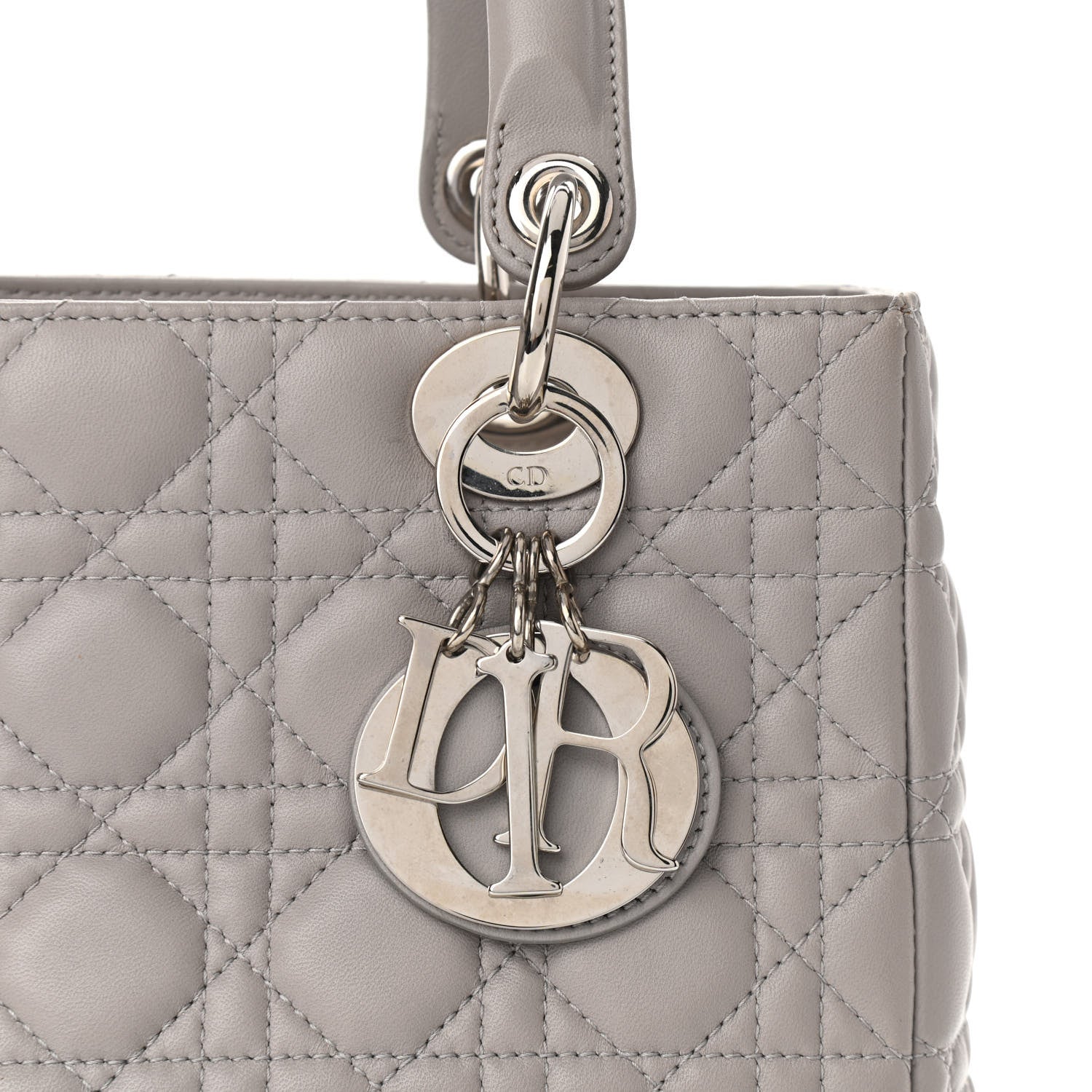 Christian Dior Lambskin Cannage Medium Lady Dior Grey 8 of 10