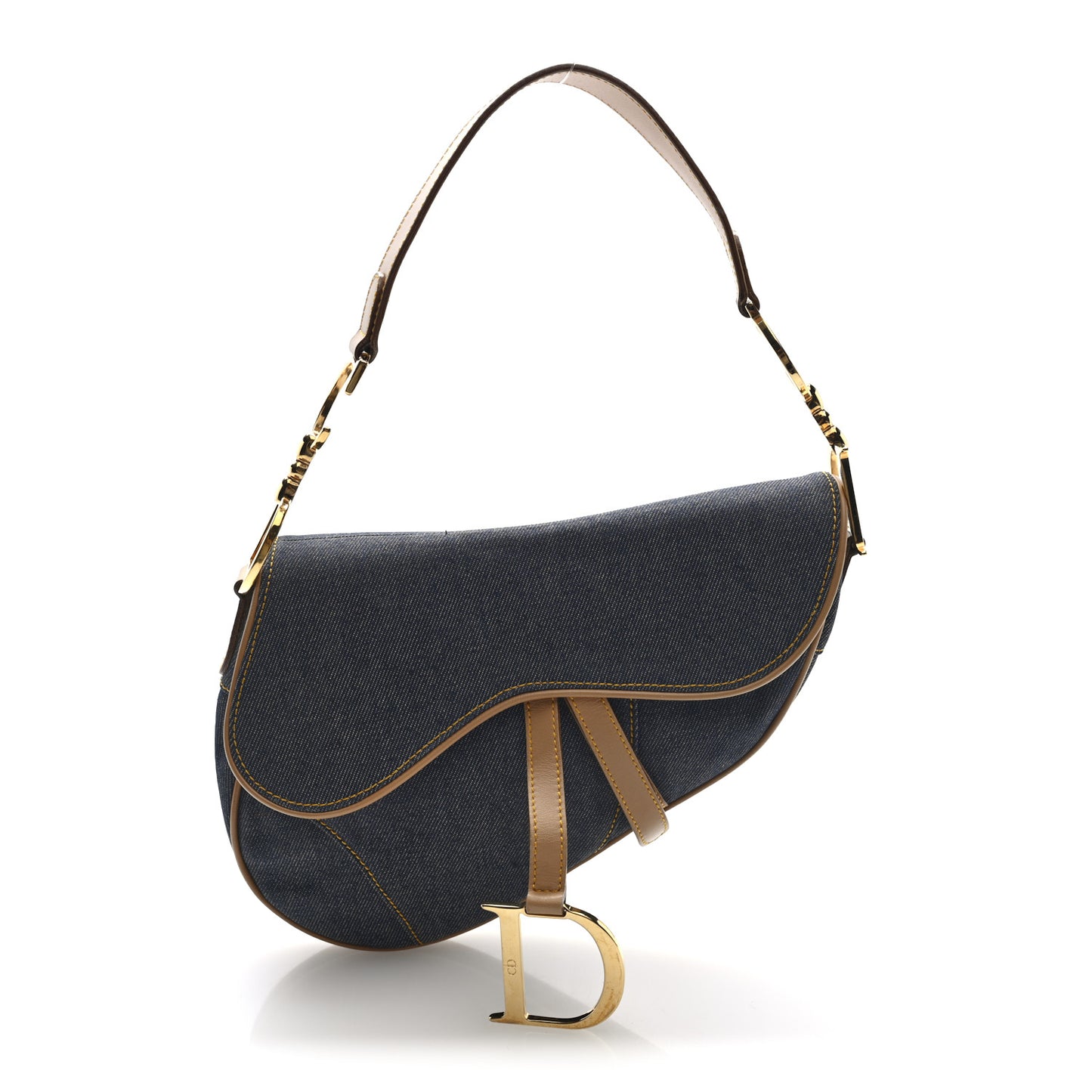 Denim Calfskin Saddle Bag Blue