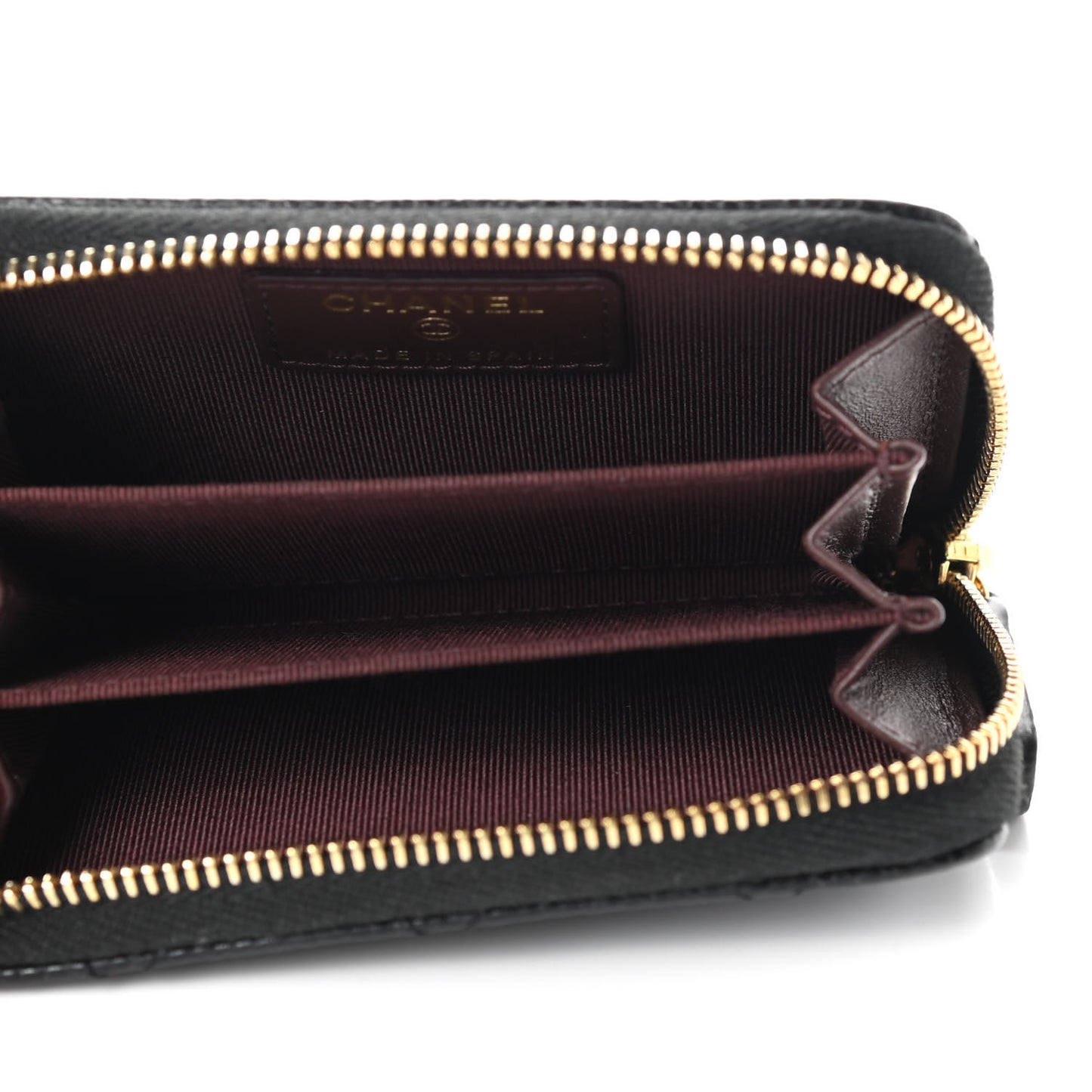 Caviar Quilted Zip Coin Purse Black