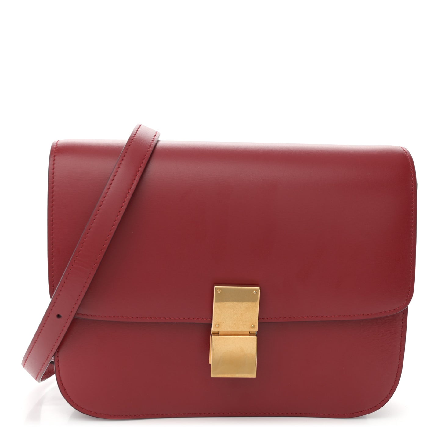 Box Calfskin Medium Classic Box Flap Bag Red
