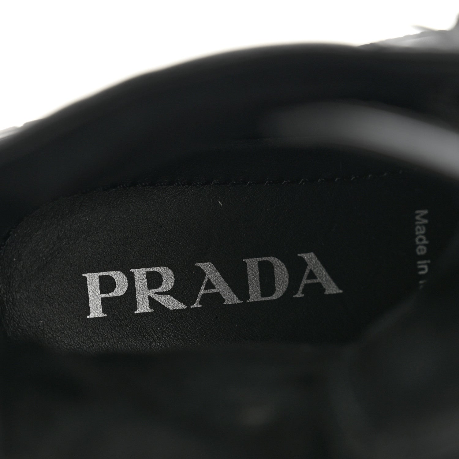 Prada Spazzolato Rois Nylon Metal Triangle Logo Monolith Pouch Pocket 55mm Boots 37.5 Black 7 of 9