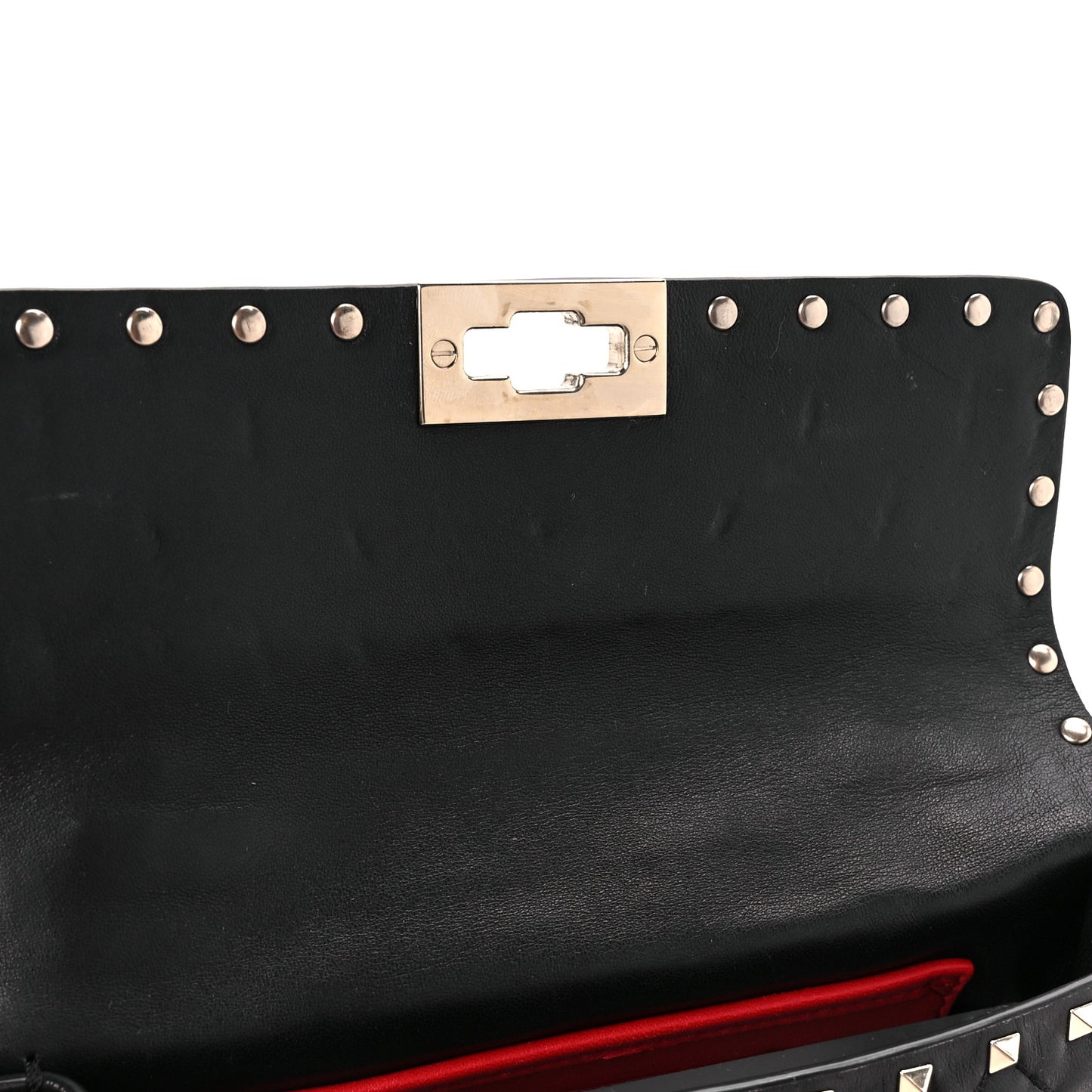 Lambskin Small Rockstud Spike Shoulder Bag Black