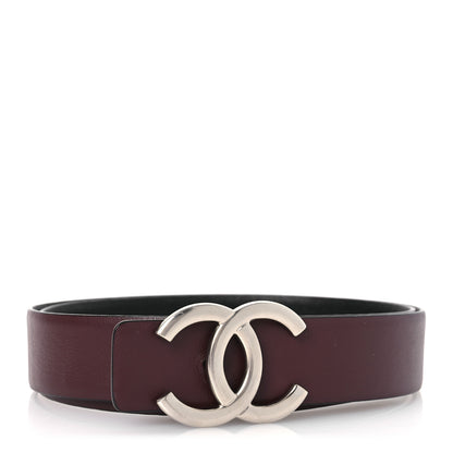 Chanel Calfskin CC Reversible Belt 85 34 Black Burgundy 2 of 9