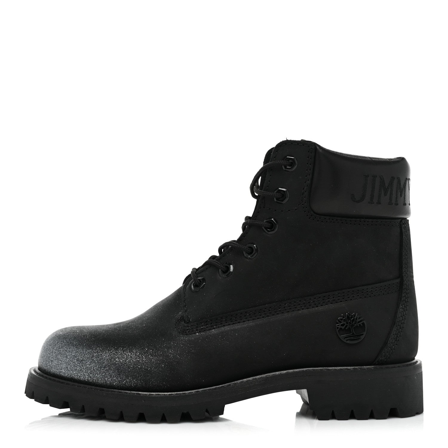 Jimmy Choo X TIMBERLAND Nubuck Glitter Ankle Boots 10 Black Gunmetal 1 of 12