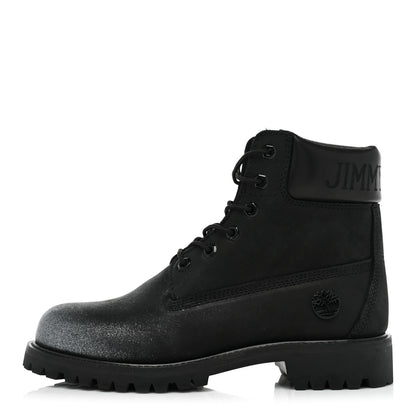 Jimmy Choo X TIMBERLAND Nubuck Glitter Ankle Boots 10 Black Gunmetal 1 of 12