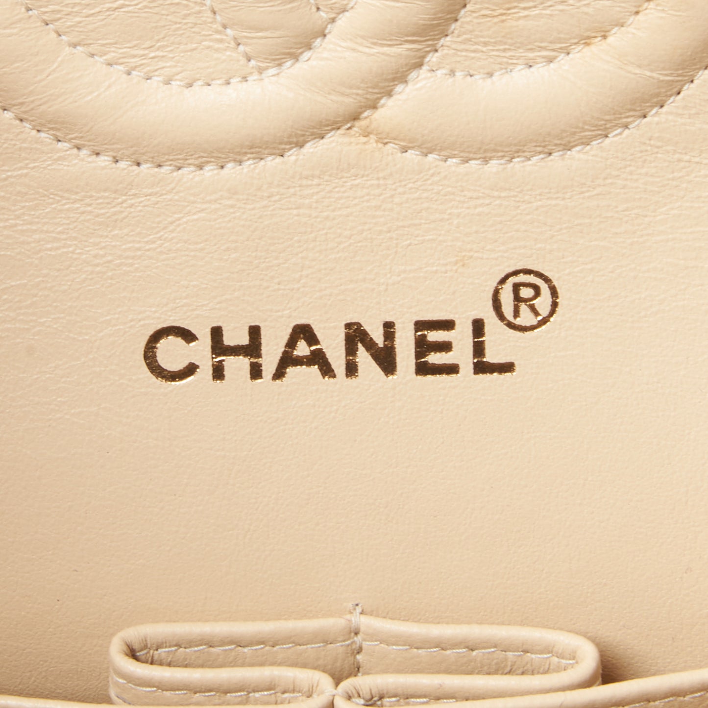 Lambskin Quilted Medium Double Flap Light Beige