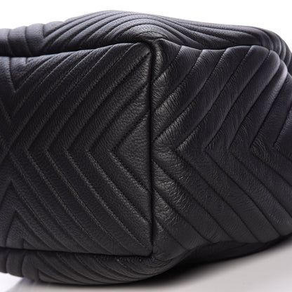 Chanel Deerskin Chevron Large CC Chain Bucket Drawstring Bag Black 10 of 10