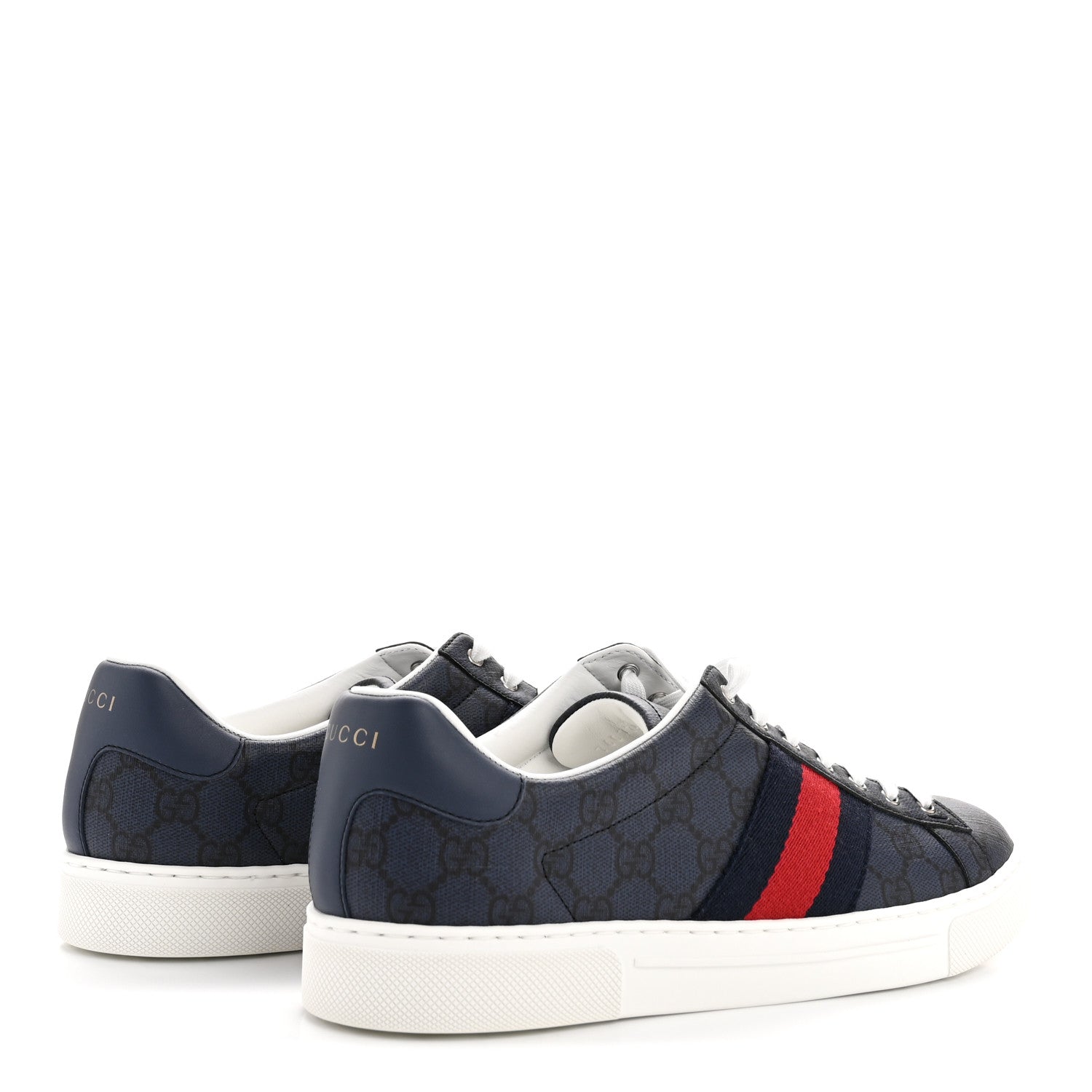 Gucci GG Supreme Monogram Web Mens New Ace Sneakers 8.5 Dark Blue 5 of 10