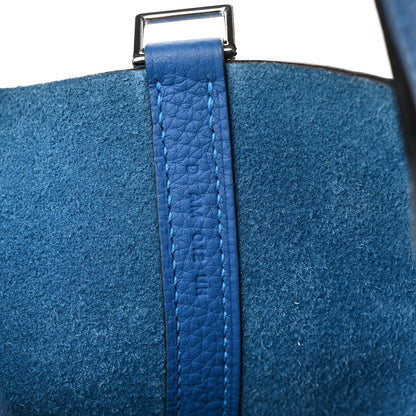Hermes Taurillon Clemence Picotin Lock 18 PM Bleu Zellige 6 of 9