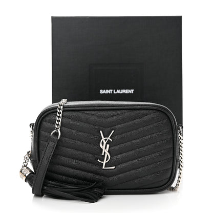 Saint Laurent Grain De Poudre Matelasse Monogram Mini Lou Camera Bag Black 13 of 13