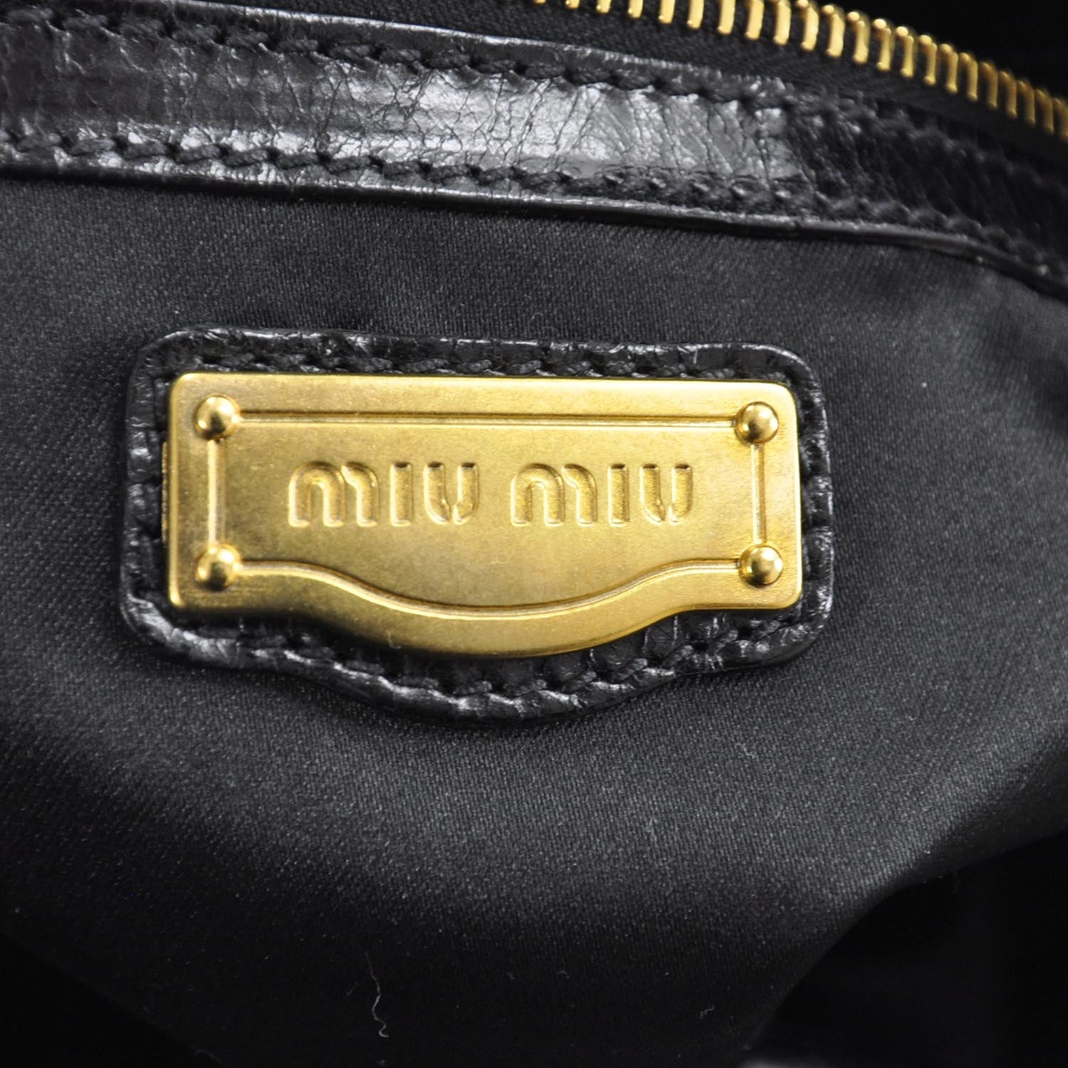 Miu Miu Leather Vitello Lux Gathered Tote Black 7 of 8