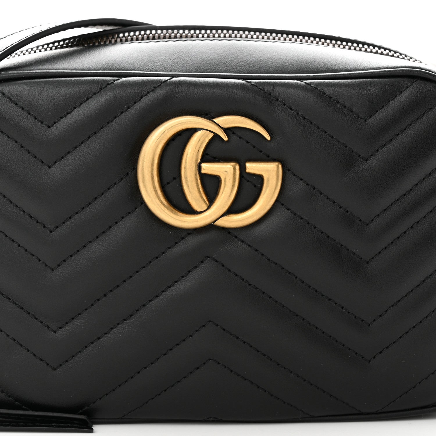 Gucci Calfskin Matelasse Small GG Marmont Chain Shoulder Bag Black 8 of 10