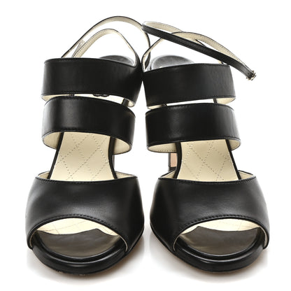 Chanel Lambskin CC Strappy Sandal 37 Black 3 of 9