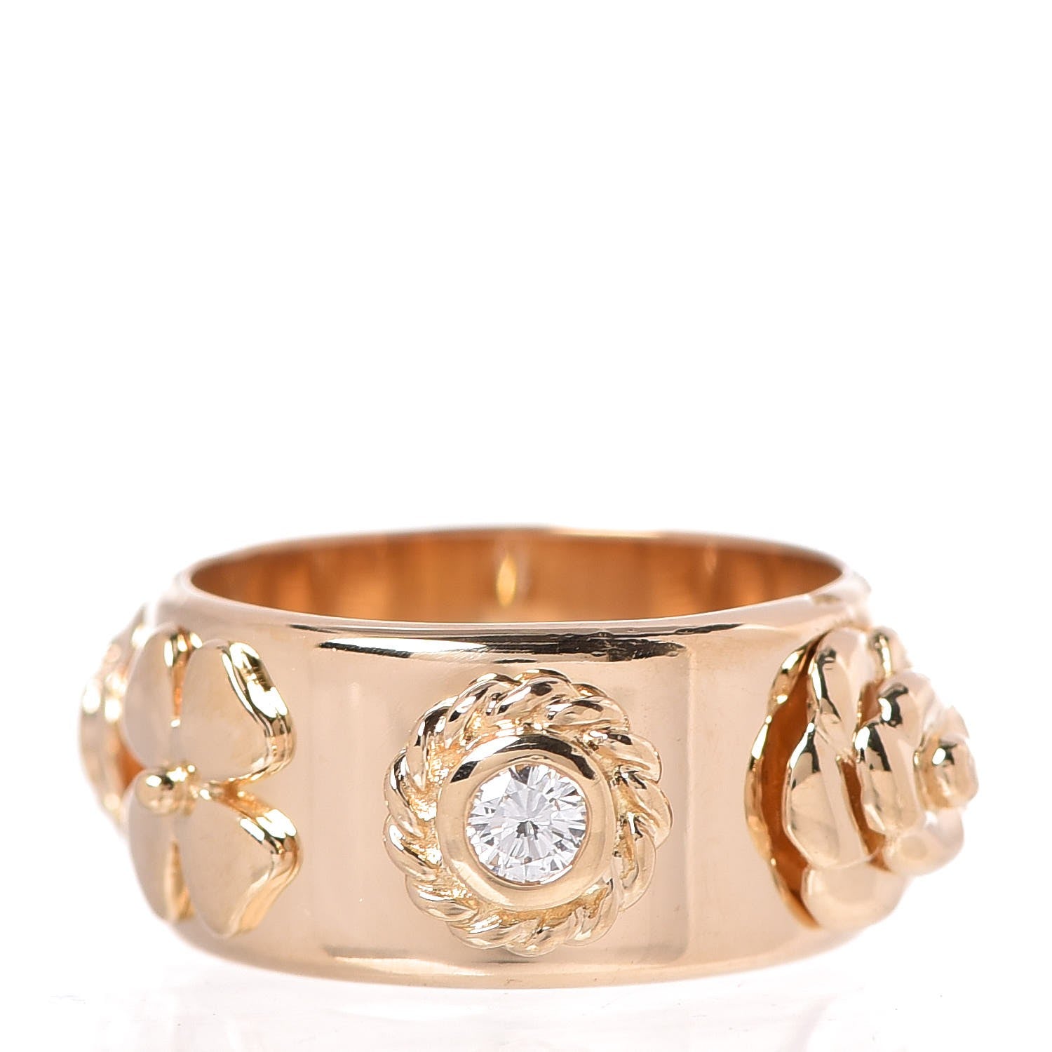 Chanel 18K Yellow Gold Diamond Camellia Band Ring 50 5.25 3 of 5