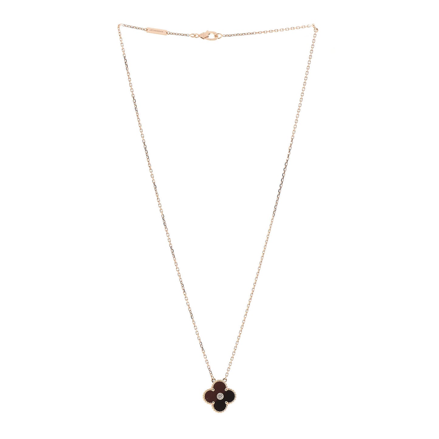 18K Rose Gold Diamond Bulls Eye Vintage Alhambra Pendant Necklace