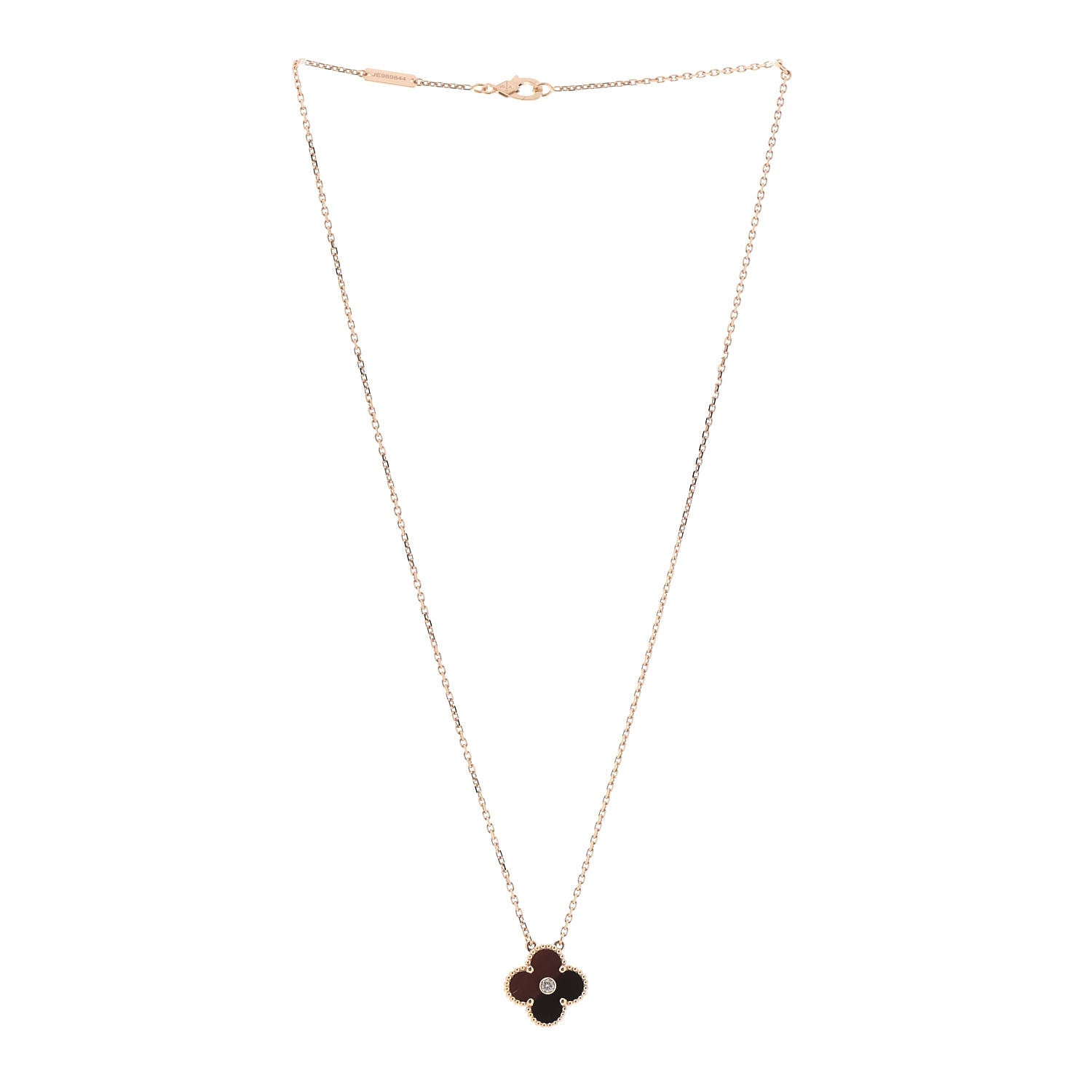 Van Cleef & Arpels 18K Rose Gold Diamond Bulls Eye Vintage Alhambra Pendant Necklace 3 of 7