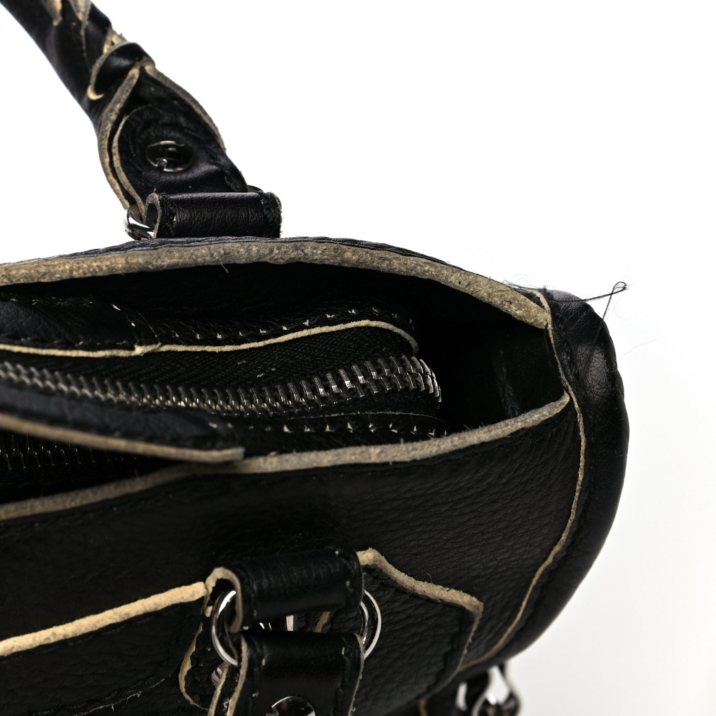 Supple Grained Calfskin Classic Silver Hardware Highlight Mini City Black