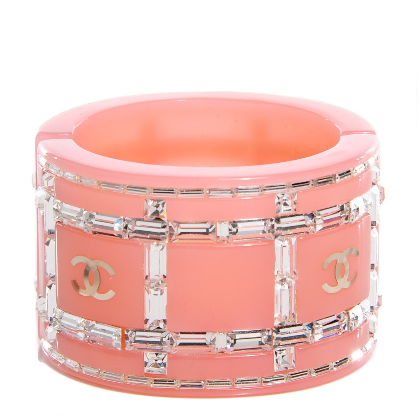 Resin Crystal Baguette Geometric CC Cuff Pink