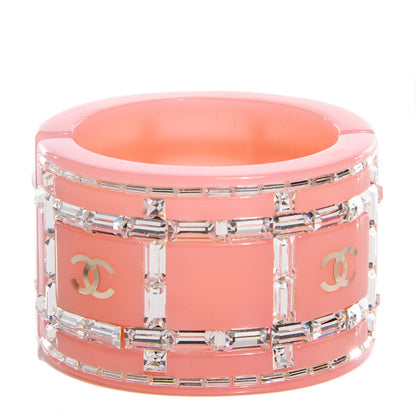 Chanel Resin Crystal Baguette Geometric CC Cuff Pink 1 of 5
