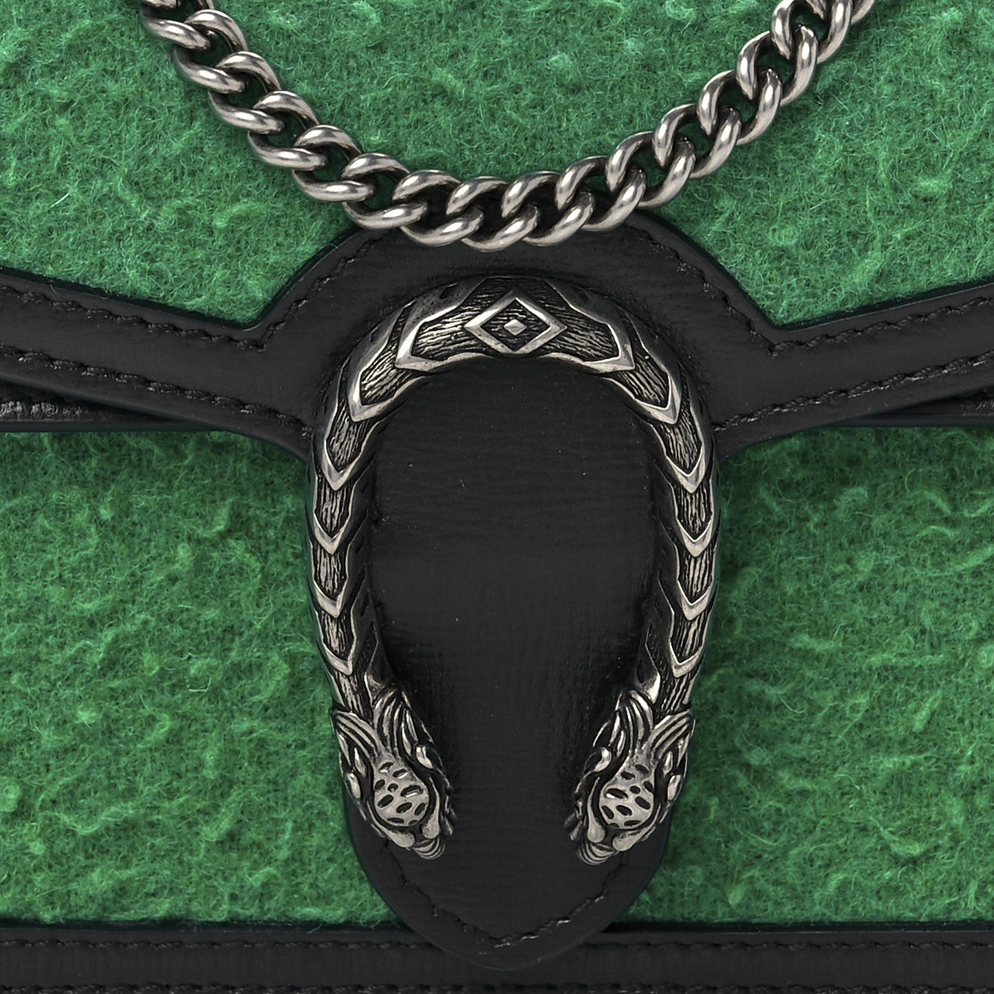 Casy Wool Azalea Calfskin Super Mini Dionysus Shoulder Bag Deep Emerald Black