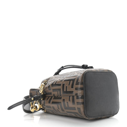Fendi Vitello Liberty F is Fendi Bi-Color FF 1974 Embossed Mini Mon Tresor Bucket Bag Maya Black 3 of 13