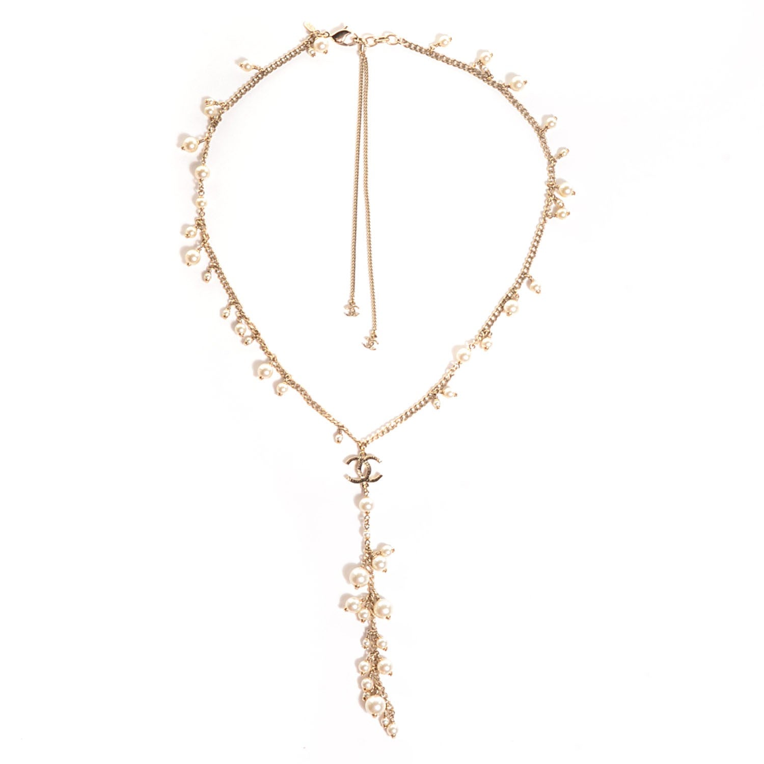 Chanel Pearl CC Drop Necklace Gold 3 of 6