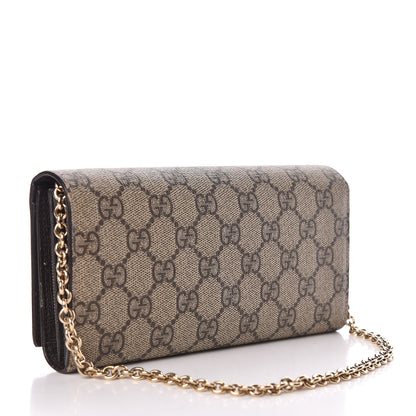 Gucci GG Supreme Monogram GG Pierce Chain Clutch Wallet Beige Ebony Black 3 of 10