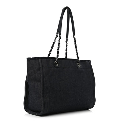 Chanel Denim Small Deauville Tote Dark Blue 3 of 10