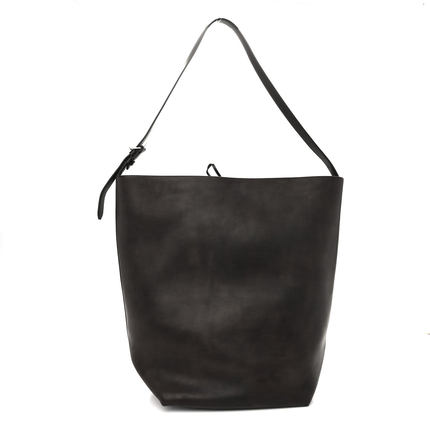 The Row Polished Saddle Calfskin Large N/S Park Belt Bag Dark Brown 1 of 11