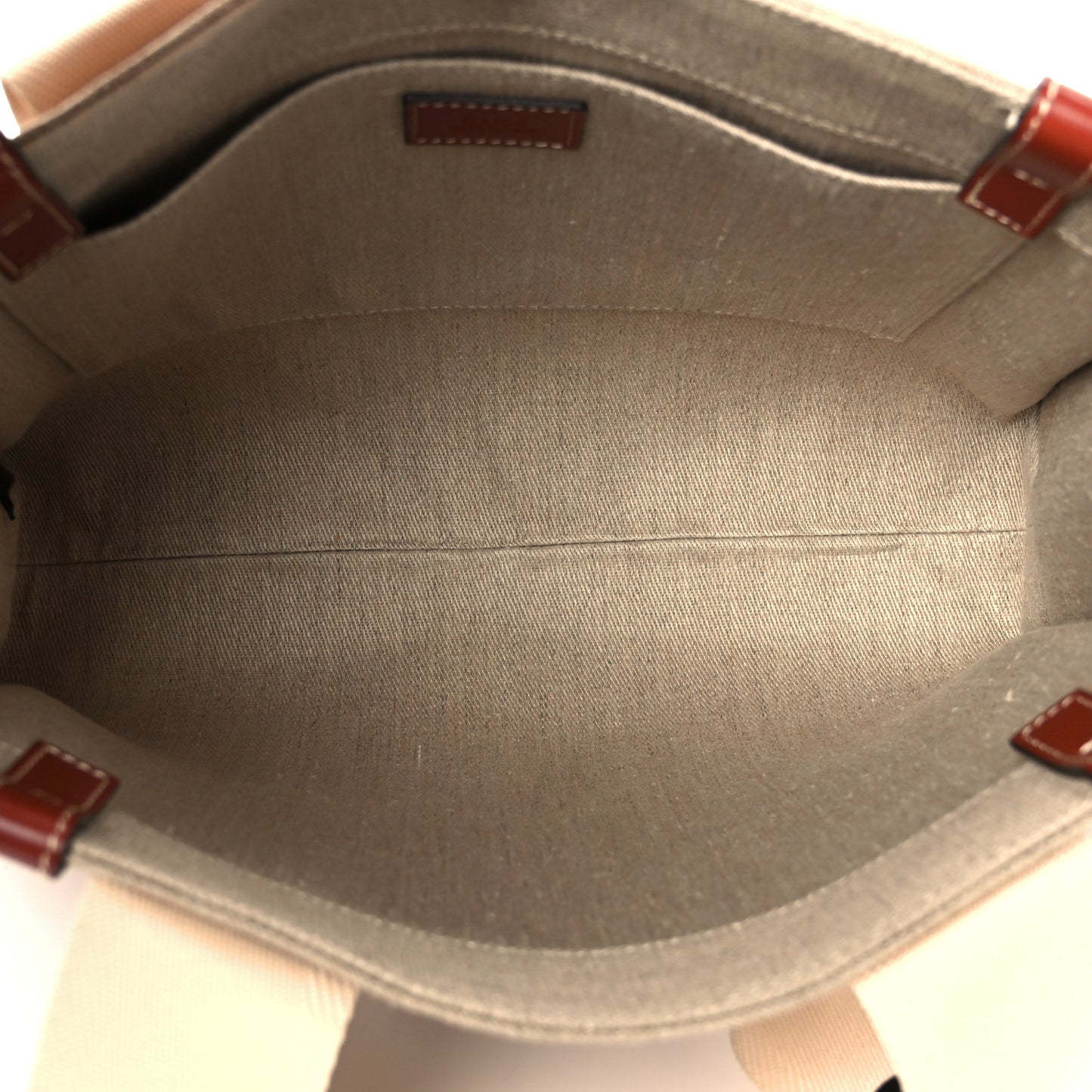 Linen Calfskin Medium Woody Ribbon Tote White Brown